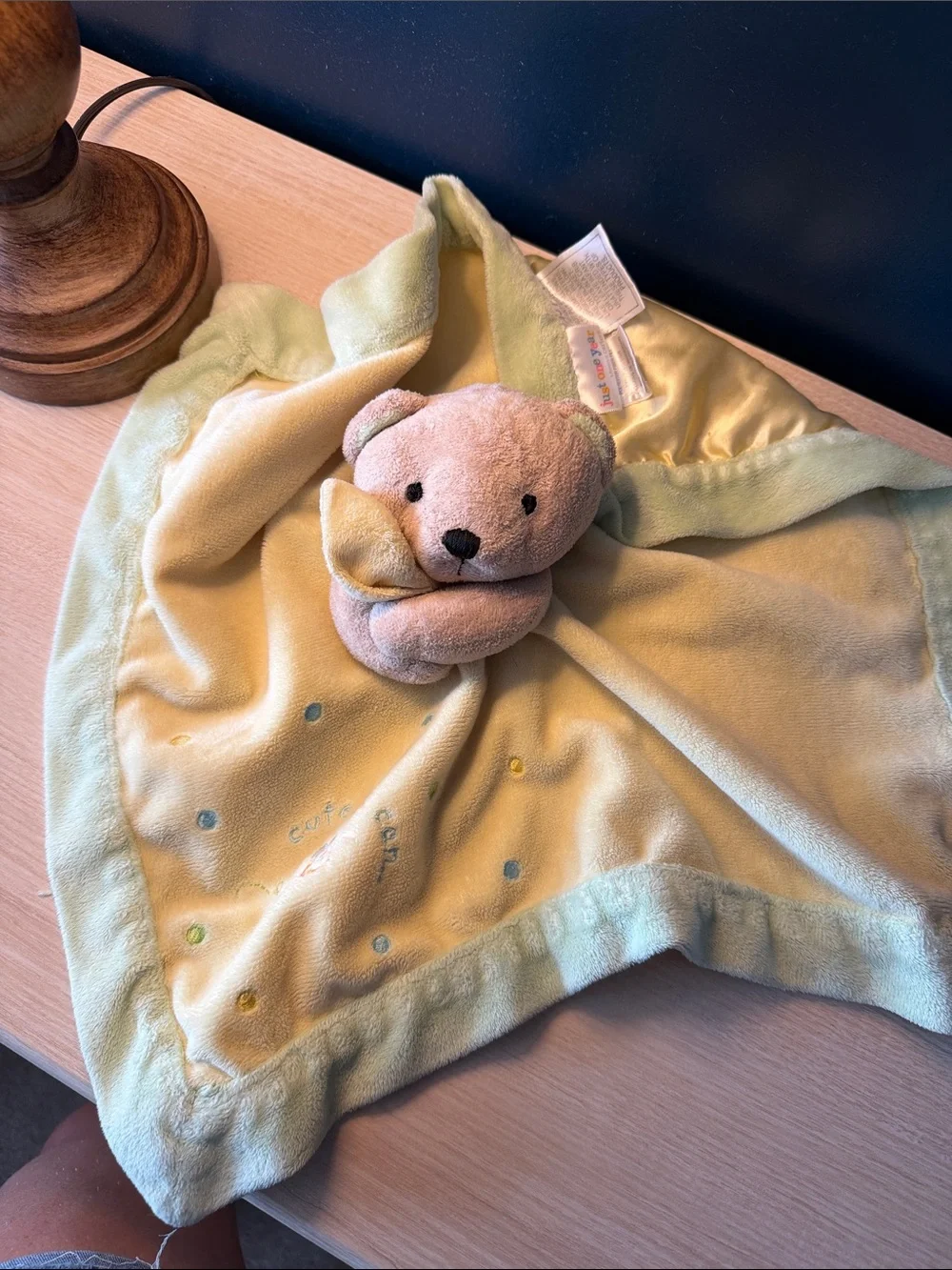 Just One Year Carters Bear Lovey Yellow Green Trim Satin Back “Cute as Can Bee”